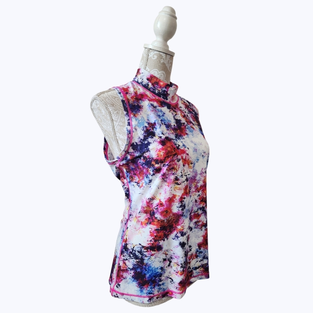 Athleta Hypersonic Rashguard Tank Mock Neck Zipper Back Sz L
